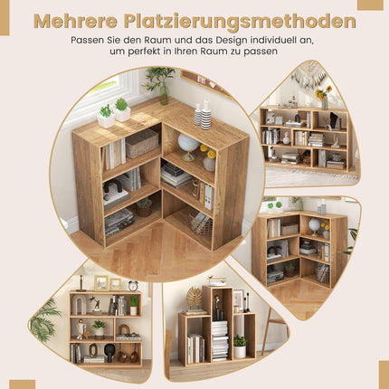Convex Bookshelf with Anti-Tip, 3 Shelves, 84x83.5 cm