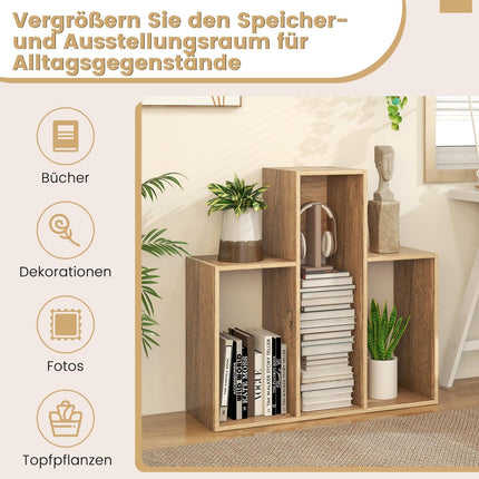 Convex Bookshelf with Anti-Tip, 3 Shelves, 84x83.5 cm