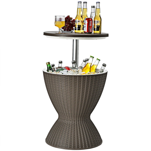 Cooler box stool garden table patio table height adjustable ice cooler drinks cooler garden table brown
