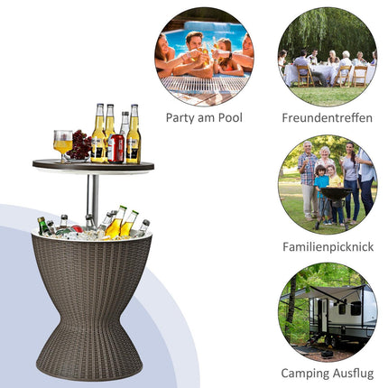 Cooler box stool garden table patio table height adjustable ice cooler drinks cooler garden table brown
