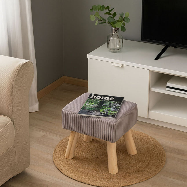 Koordpoef - Gestoffeerde voetenbank met houten poten