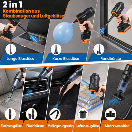 Cordless Handheld Vacuum Cleaner, 21000 Pa, 120W, 4-in-1 Function