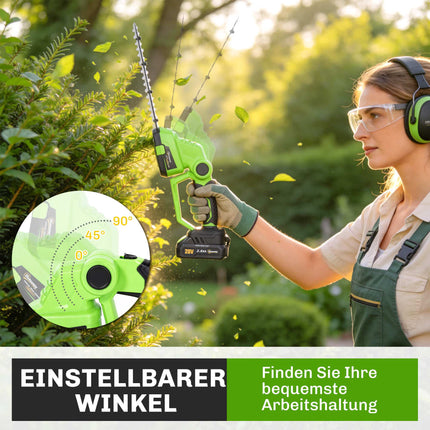 Cordless Hedge Trimmer, 18V, 55-Min Runtime, Adjustable Angle