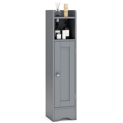 Corner Bathroom Cabinet, 1 Door, Adjustable Shelves, Gray