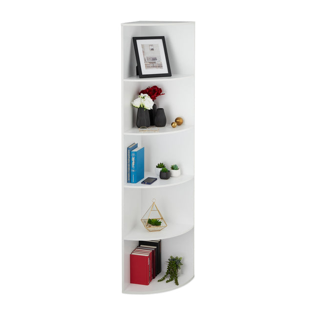 Corner Bookcase with 5 Shelves – Space-Saving Storage