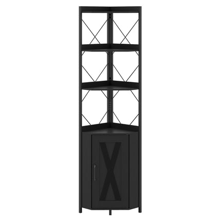 Corner Bookshelf with Storage, 5-Tier, Black, 180 cm