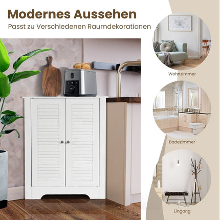 Corner Cabinet with Louvered Doors & Adjustable Shelf