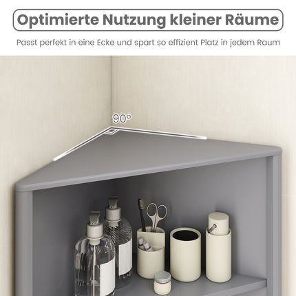 Corner Kitchen Cabinet with 2 Doors & 5 Shelves, Grey
