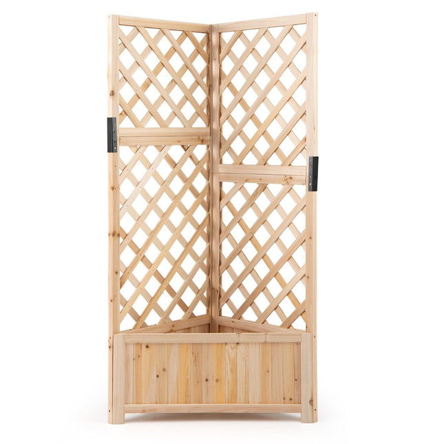 Corner Planter Box with Trellis, Drainage Holes, 55x55x140 cm