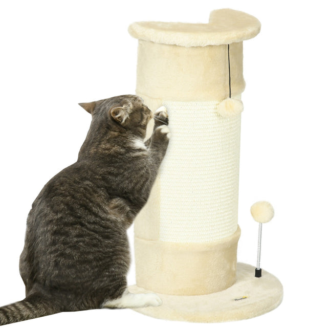 Cat scratching post with ball - 58 cm sisal, cream white