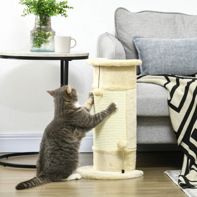 Cat scratching post with ball - 58 cm sisal, cream white