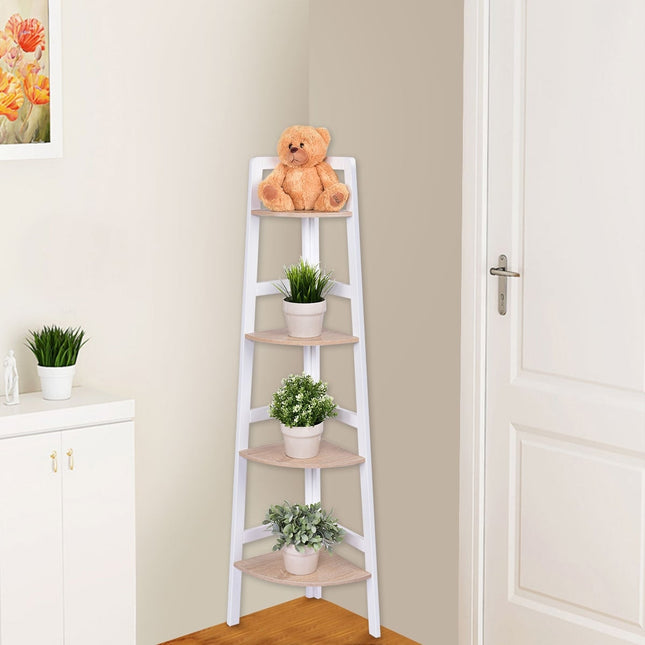 Corner Shelf Unit, 3/4 Tier, MDF Wood, 32x32x138 cm