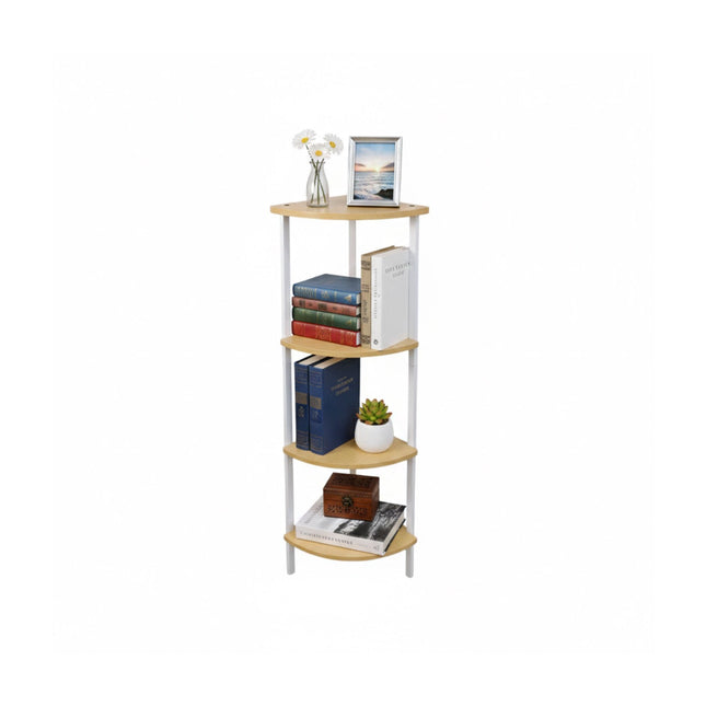 Corner Shelf Unit, 5 Tiers, Metal Frame, Wood Finish