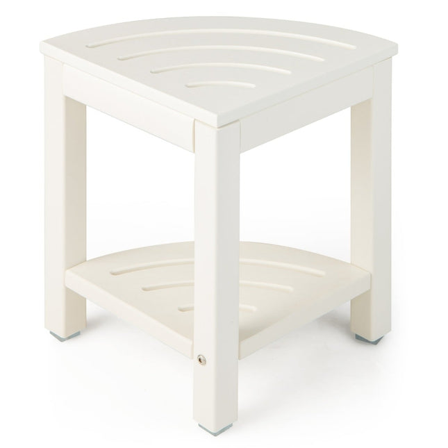 Corner Shower Bench with Shelf, Waterproof HDPE, 150kg Capacity