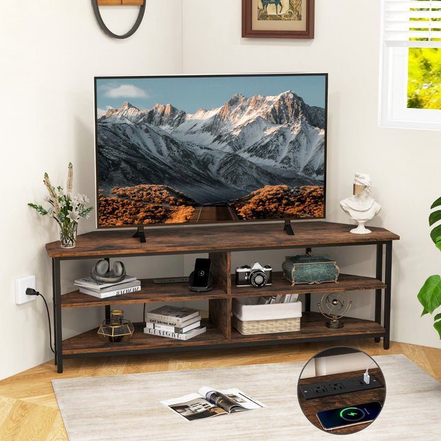 Corner TV Stand Up To 65-Inch, USB-C, Power Outlets