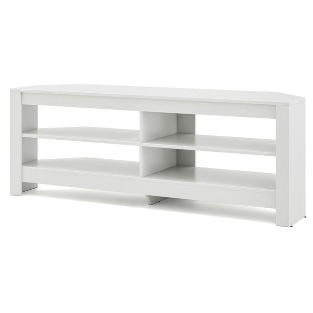 Corner TV Stand with Charging Station & 4 Shelves for 65" TVs