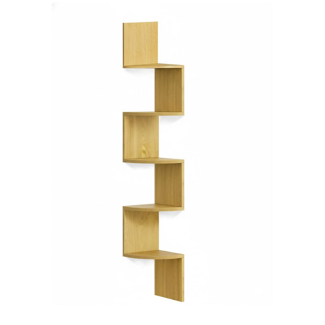 Corner Wall Shelf, 5 Tiers, Zigzag Design