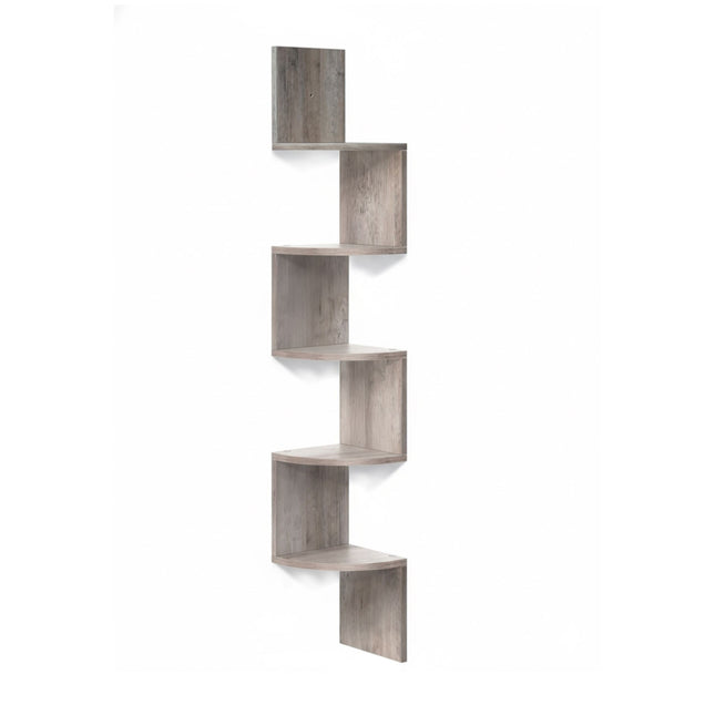 Corner Wall Shelf, 5 Tiers, Zigzag Design