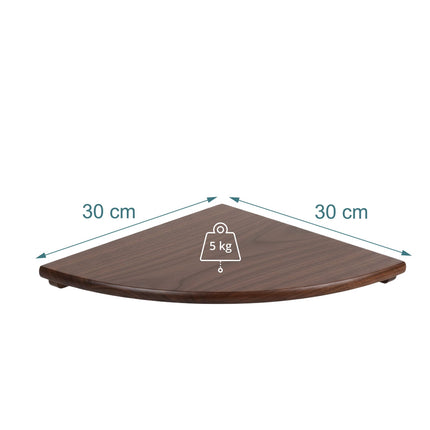 Corner Wall Shelf, Walnut, Semi-Circle, Mounting Hardware