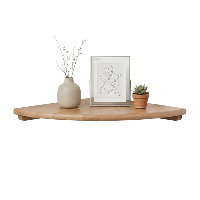 Corner Wall Shelf, Walnut Semi-Circle, Wall-Mounted
