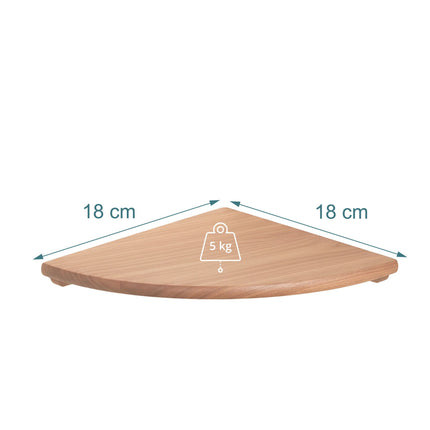 Corner Wall Shelf, Walnut, Wall-Mounted Semi-Circle