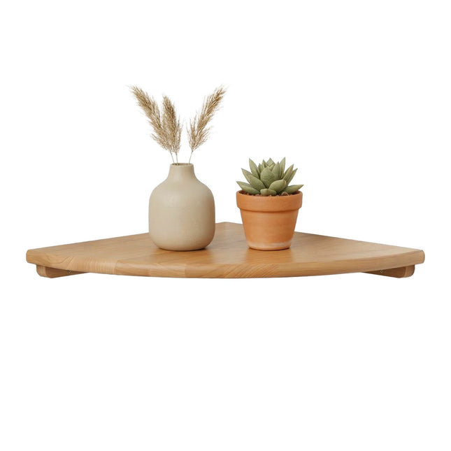 Corner Wall Shelf, Walnut, Wall-Mounted Semi-Circle