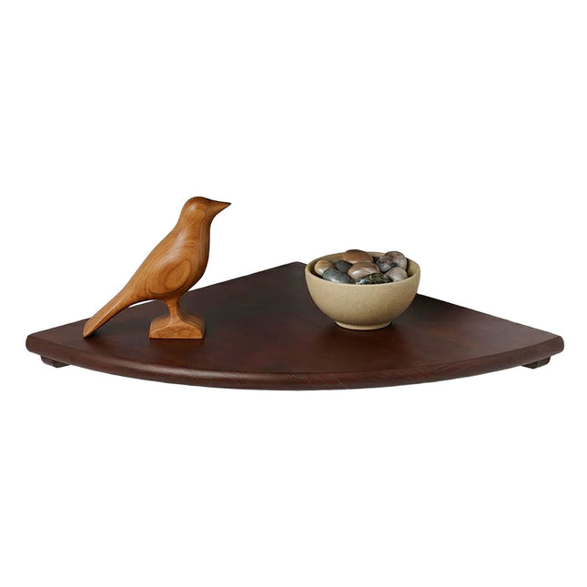 Corner Wall Shelf, Walnut, Wall-Mounted Semi-Circle