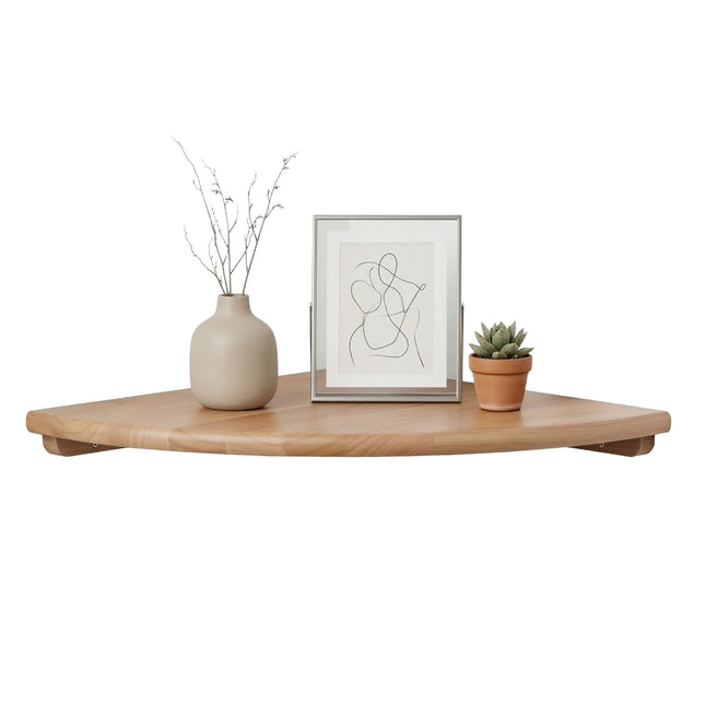 Corner Wall Shelf, Walnut, Wall-Mounted Semi-Circle