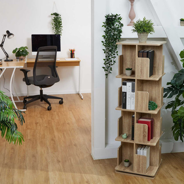 Corner bookcase with wood look