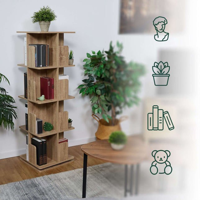 Corner bookcase with wood look