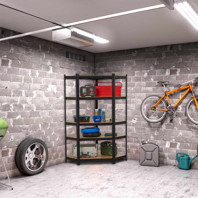 Corner shelf with 5 shelves black