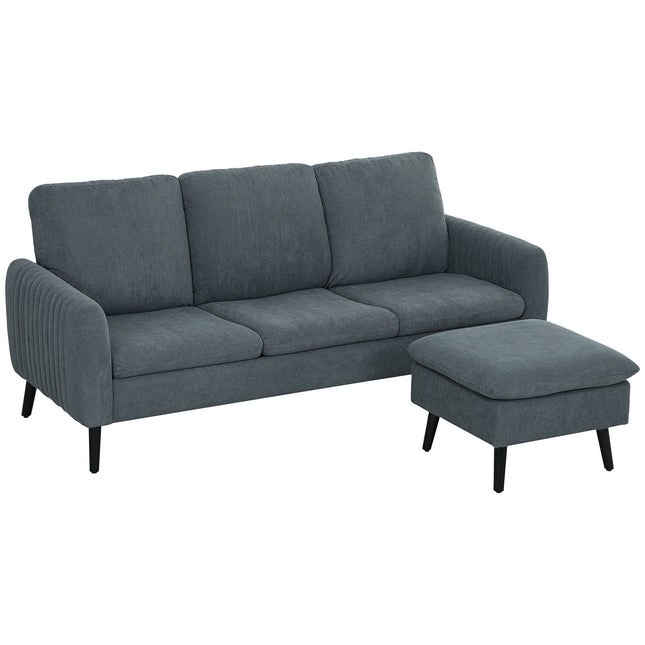 Hoekbank met slaapfunctie, bank met voetenbank, 3 sierkussens, hoekbank, L-vormige bank voor woonkamer, slaapkamer, 196 x 140 x 88 cm, grijs Aosom