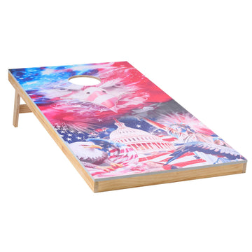 Cornhole Set 4x2 ft Solid Wood Boards, 8 Bean Bags, Carry Bag