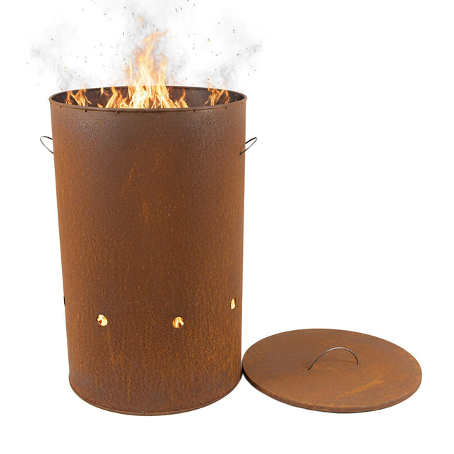 Corten Steel Fire Bowl with Lid – Tall Design