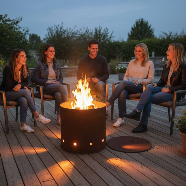 Corten Steel Fire Bowl with Lid – Tall Design