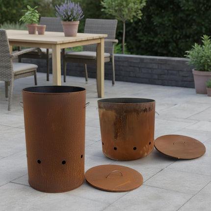 Corten Steel Fire Bowl with Lid – Tall Design
