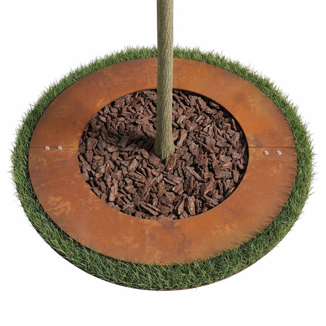 Corten Steel Tree Ring – Round Mowing Edge for Lawns