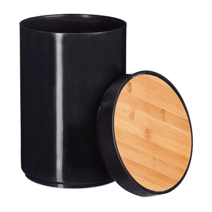 Cosmetic basket with swivel lid in bamboo