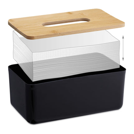 Cosmetic box for paper tissues with wooden lid