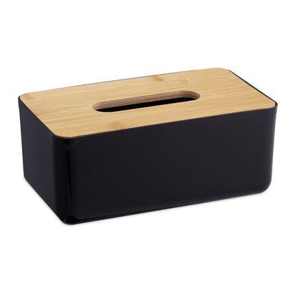 Cosmetic box for paper tissues with wooden lid