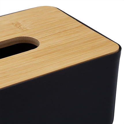 Cosmetic box for paper tissues with wooden lid