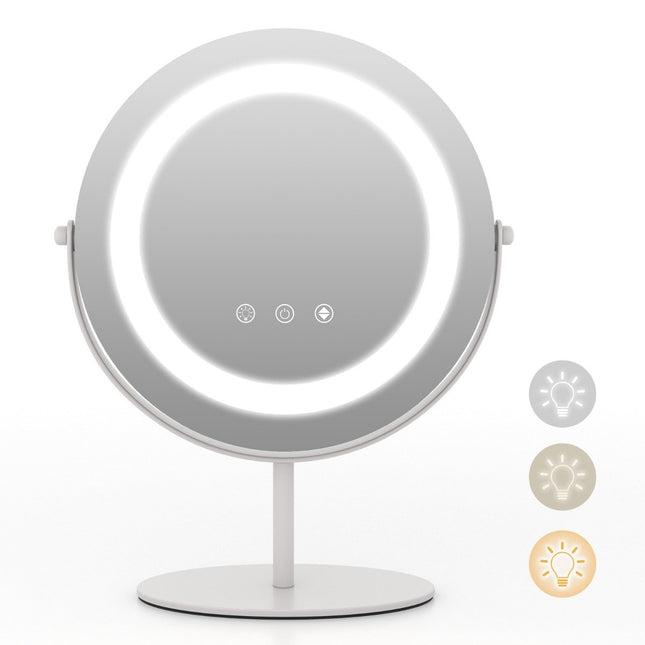 Cosmetic mirror with 25 cm diameter & lighting 3-color dimmable LED mirror white