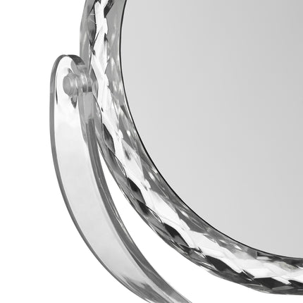 Cosmetic mirror with magnification standing