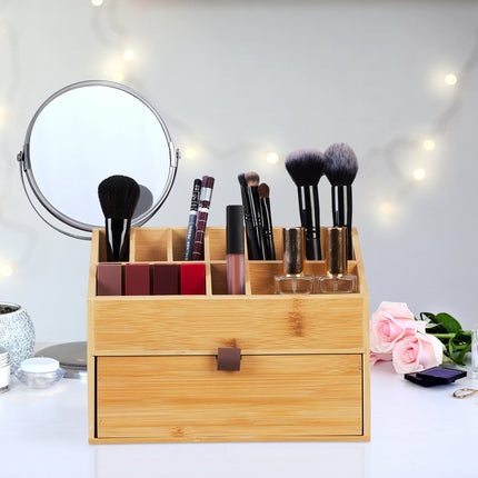 Cosmetics Organizer with 9 Compartments and Drawer