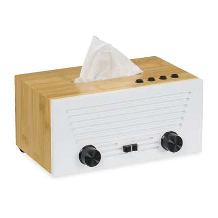Cosmetic tissue box in radio design