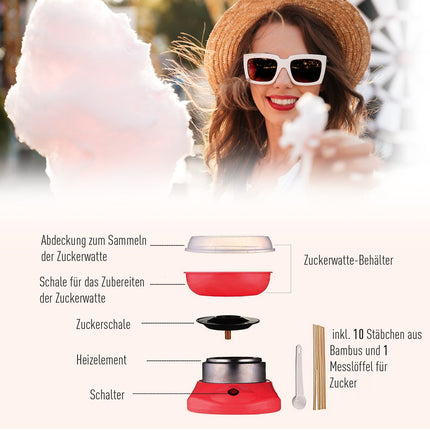 Cotton Candy Maker - Red, Easy Cleaning, Portable Design