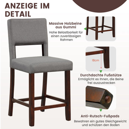 Counter-Height Bar Chair Set, 2-Piece, Hollow Back, Rubberwood Legs