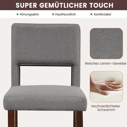 Counter-Height Bar Chair Set, 2-Piece, Hollow Back, Rubberwood Legs