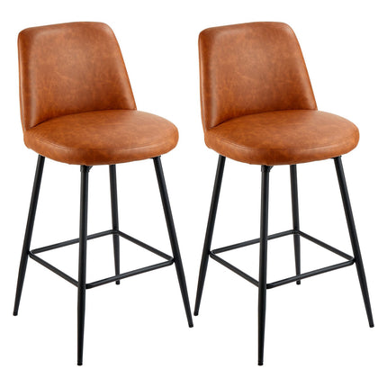 Counter Height Bar Stools Set of 2, Swivel, PU Leather, Brown