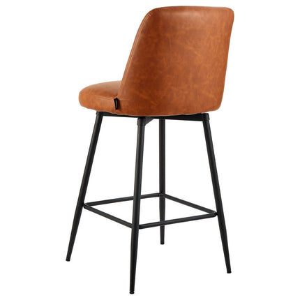Counter Height Bar Stools Set of 2, Swivel, PU Leather, Brown